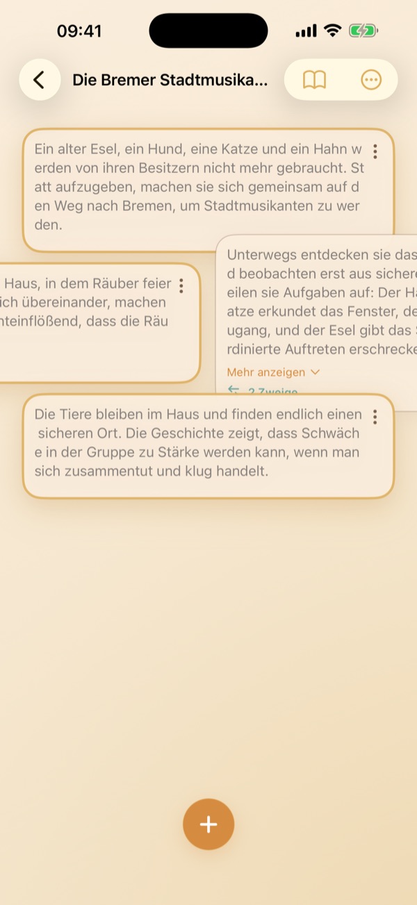 Visueller Erzählbaum zum Erkunden mehrerer Wege und Enden