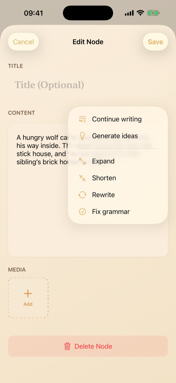 Editing specific plot nodes in a branching story