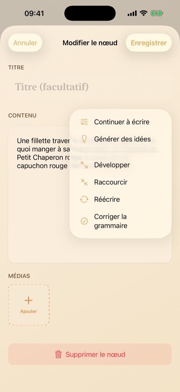 Édition de nœuds d'intrigue spécifiques dans une histoire à embranchements